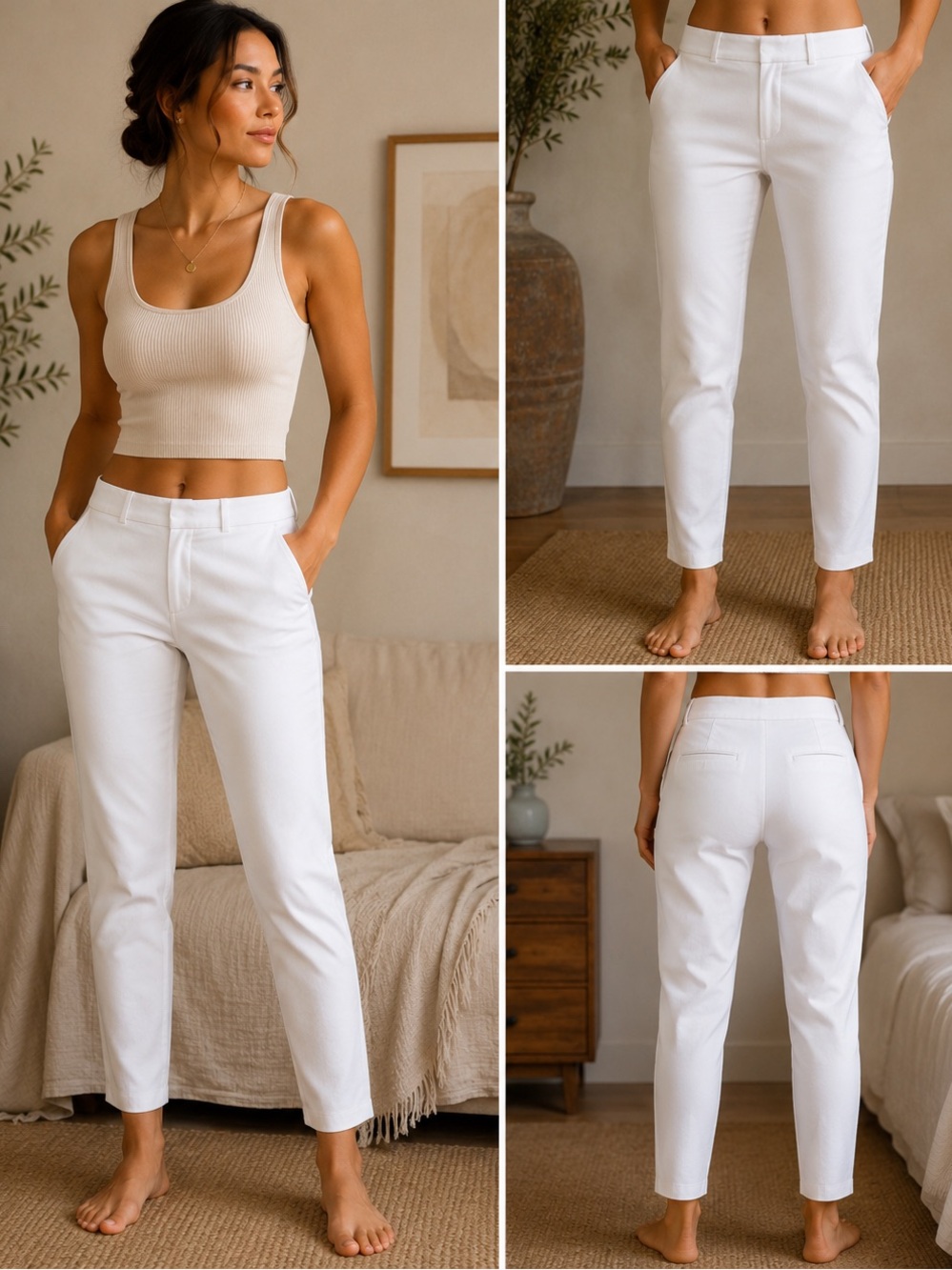 Liz Claiborne Audra Classic White Pants Size 10 Stretch Cotton Straight Leg